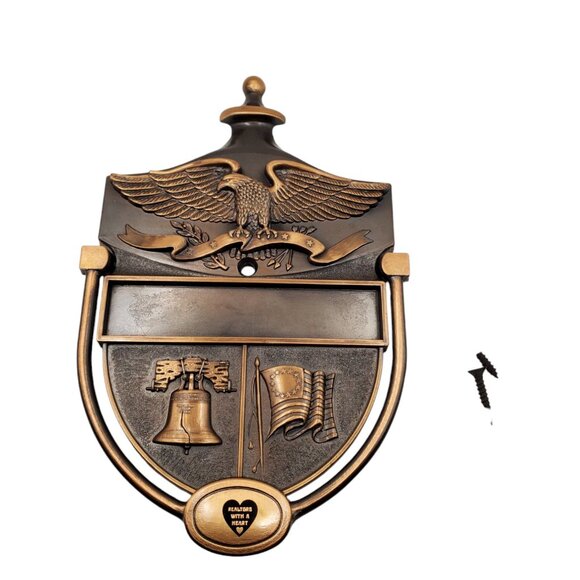Heritage Door Knocker Plaque Colonial Eagle Liberty Bell Flag Bicentennial - Picture 3 of 8